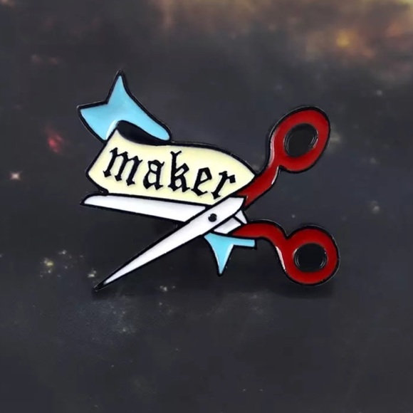 Jewelry - NEW Maker Scissors Creative Designer Enamel Pin
